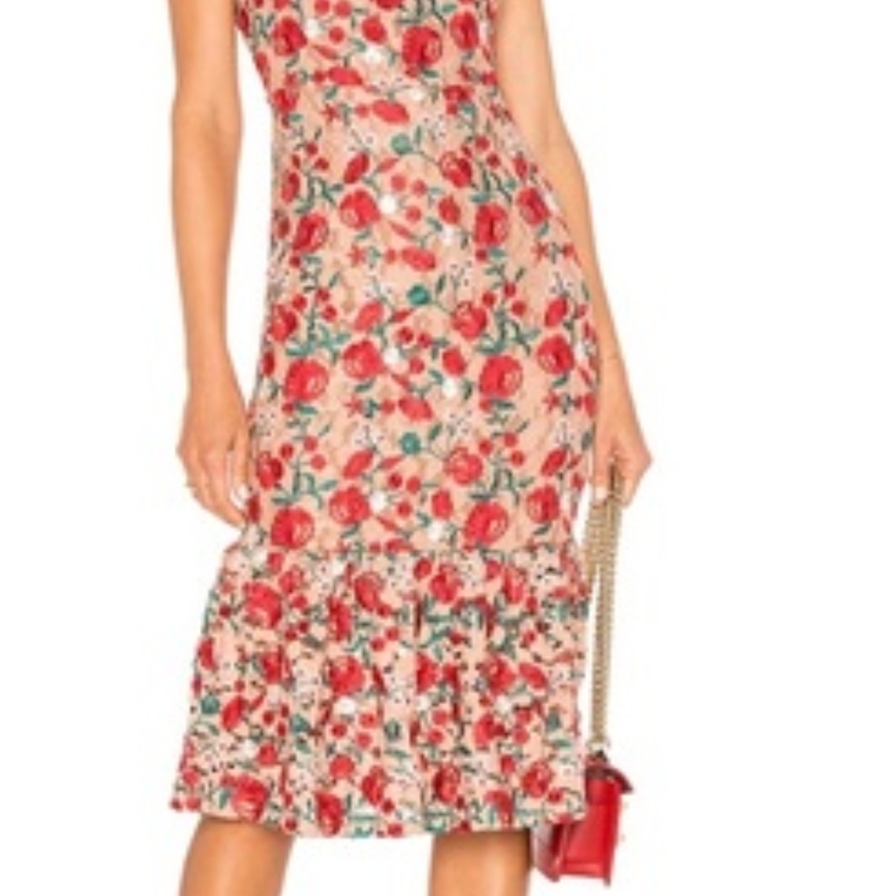 Lovers + Friends Tan Dress with Ribbon Detail Womens Sz M
